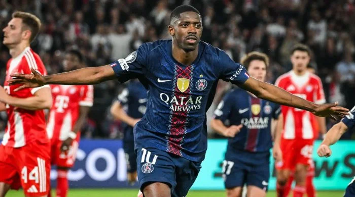 Ousmane Dembele celebrates goal as PSG beat Bayern 5-4 in Champions League semifinal
