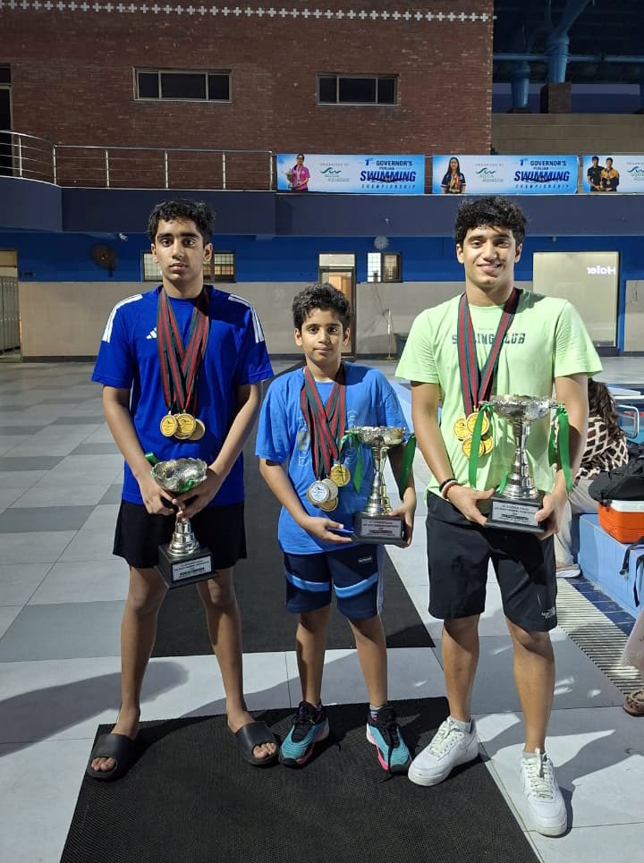Three Kashif Brothers Win Best Swimmer Titles at Governor Punjab Swimming Championship